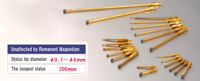 不良品の原因にもなる、測定誤差を引き起こす磁力。
NISSINはその磁力にいち早く着目、新しい金属の開発に成功、特許取得に至りました。
登録番号：第4072282号。
日新産業の測定子（スタイラス）は非磁性なので磁力の影響を受けません！